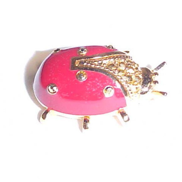 St. John Jewelry St John Beetle Ladybug Brooch Pin Christmas Red